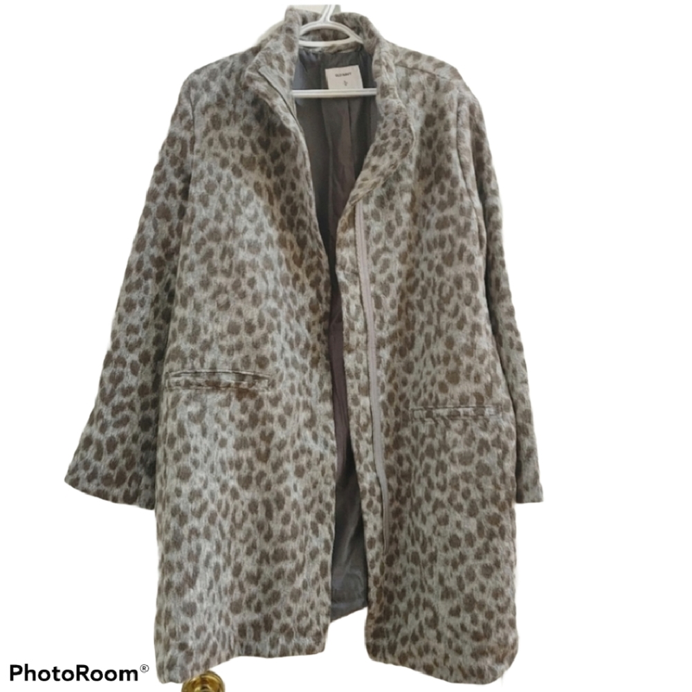 NEW Old Navy Leopard Print Jacket Faux Fur Coat